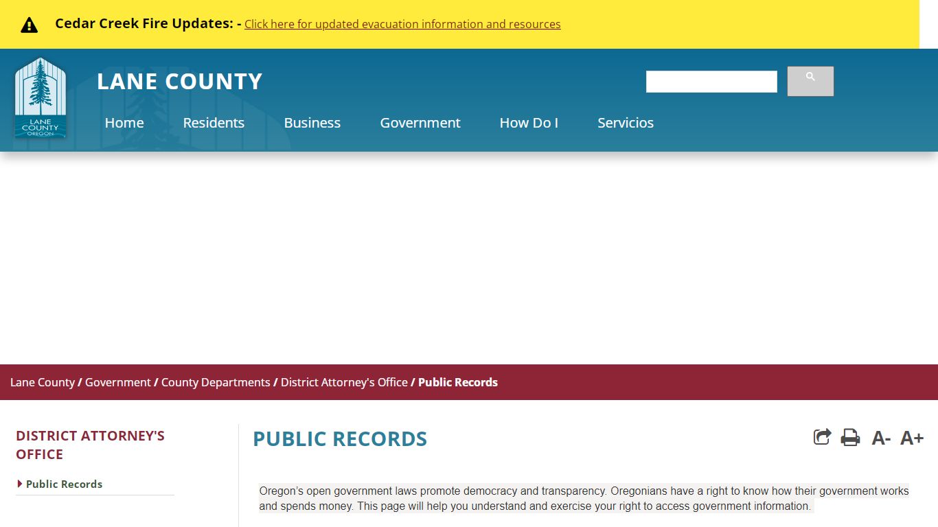Public Records - Lane County