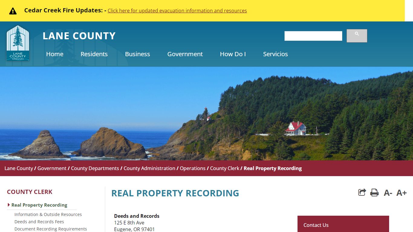 Real Property Recording - Lane County